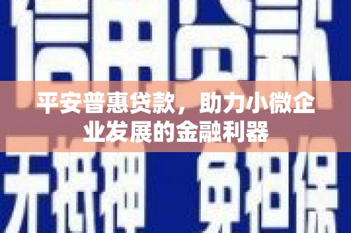 荷塘平安普惠贷款，助力小微企业发展的金融利器
