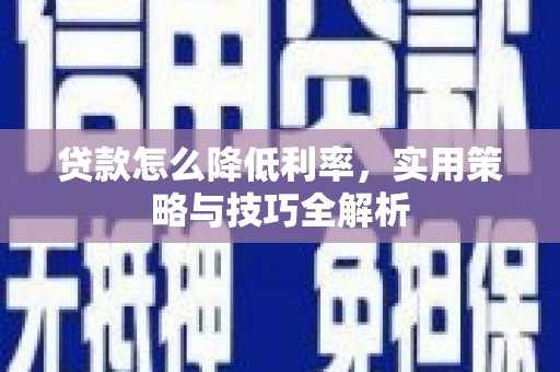 芬园贷款怎么降低利率，实用策略与技巧全解析
