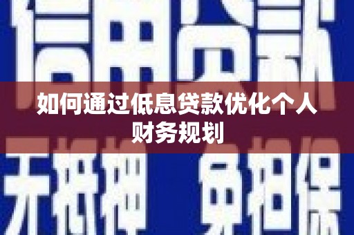 泸溪如何通过低息贷款优化个人财务规划